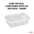 Chef Royale 500ml Plastic Microwave Container with Lid — 250 pack case, leakproof takeaway container, UK wholesale for restaurants and takeaways