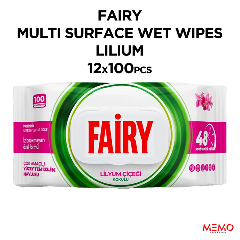 Fairy Multi Surface Wet Wipes Lilium – 12 Packs x 100 Wipes