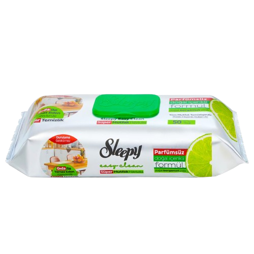 Sleepy Easy Clean Bergamot Oil kitchen wet towels — 12 x 50 case, bergamot scent degreaser, UK wholesale
