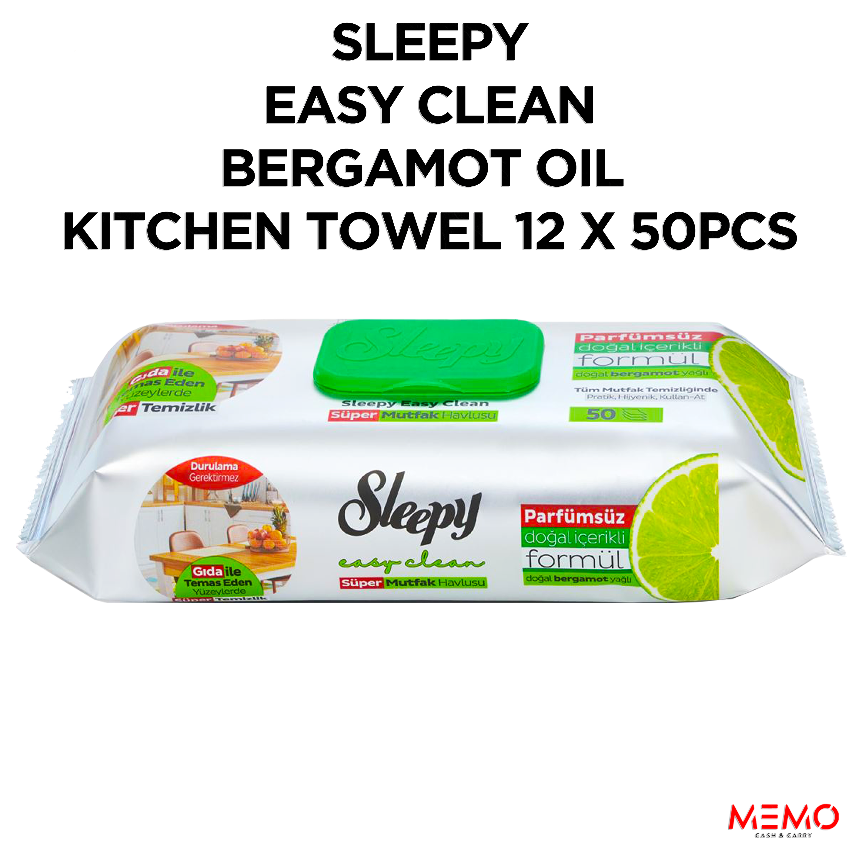 Wet wipes in Bergamot fragrance, case of 12 packs (50 per pack) — wholesale bulk for UK businesses