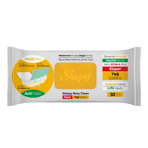 Sleepy Easy Clean Super Degreaser wipes — 12 x 30 case, cuts baked-on kitchen grease, UK wholesale
