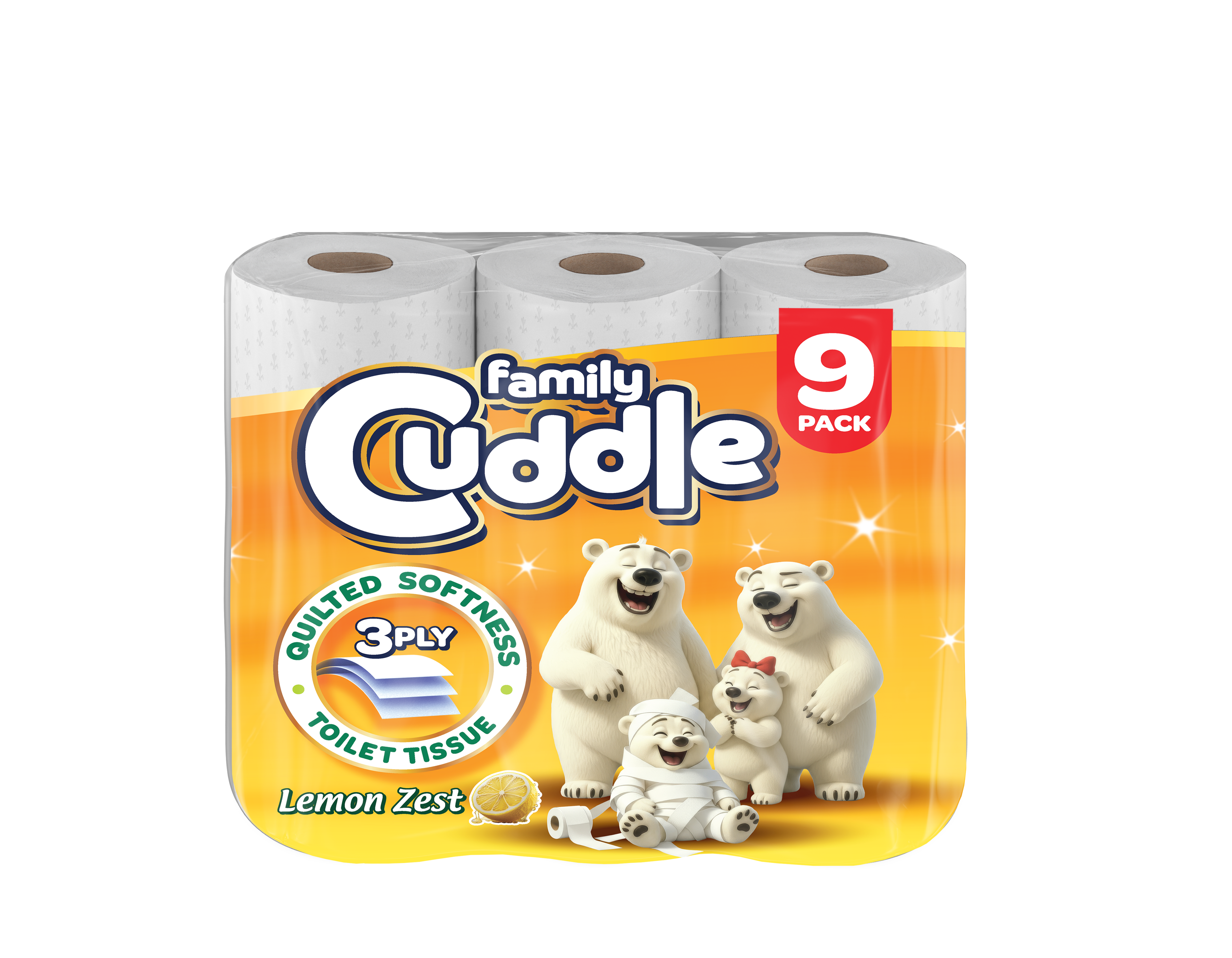 Family Cuddle 3ply 45 Toilet Rolls - Lemon