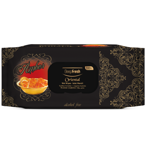 Deep Fresh Amber Scented Wet Wipes — 24 x 100 pcs case with flip-top lid, UK wholesale household and personal cleaning