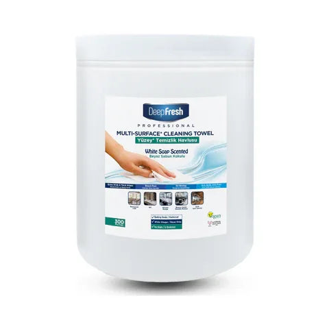 Deep Fresh Multi Surface Cleaning Wipes — 300 pcs bucket refill, white soap scent, UK wholesale for commercial kitchens and janitorial use