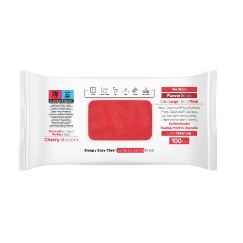 Sleepy Easy Clean Cherry Blossom multi surface cleaning wipes — 6 x 100 case, sweet floral scent, UK wholesale