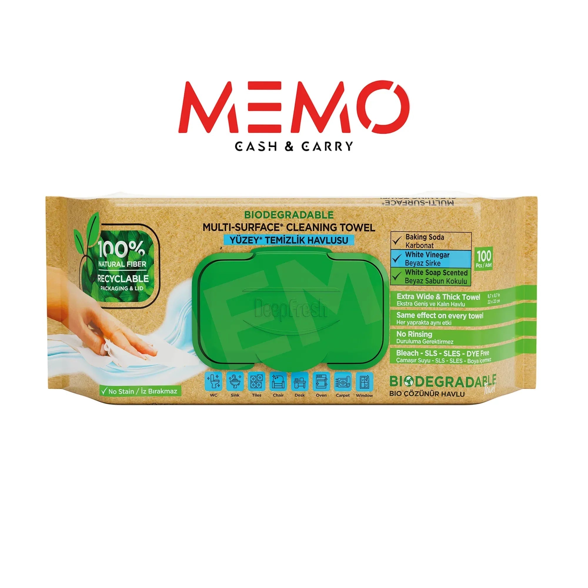 Deep Fresh White Soap Biodegradable Multi Surface Cleaning Wipes — 12 x 100 pcs case, eco-friendly biodegradable wipes, UK wholesale