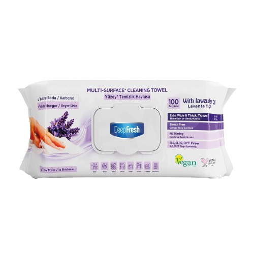 Deep Fresh Lavender multi surface cleaning wipes — 12 x 100 case, calming lavender scent, UK wholesale