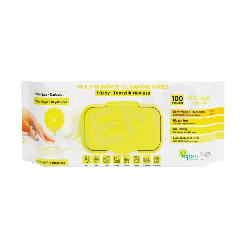Deep Fresh Lemon multi surface cleaning wipes — 12 x 100 case, fresh citrus scent, UK wholesale