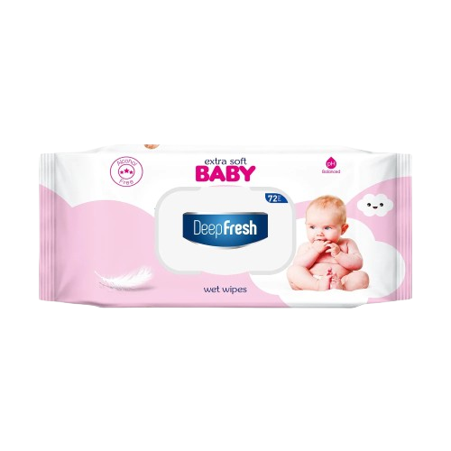 Deep Fresh Extra Soft Pink baby wipes — 24 x 72 case, thick soft sheet, UK wholesale
