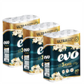 EVO Luxury 3-Ply Toilet Rolls — 120 rolls bulk case, premium soft tissue, UK wholesale for hotels, hospitality and offices