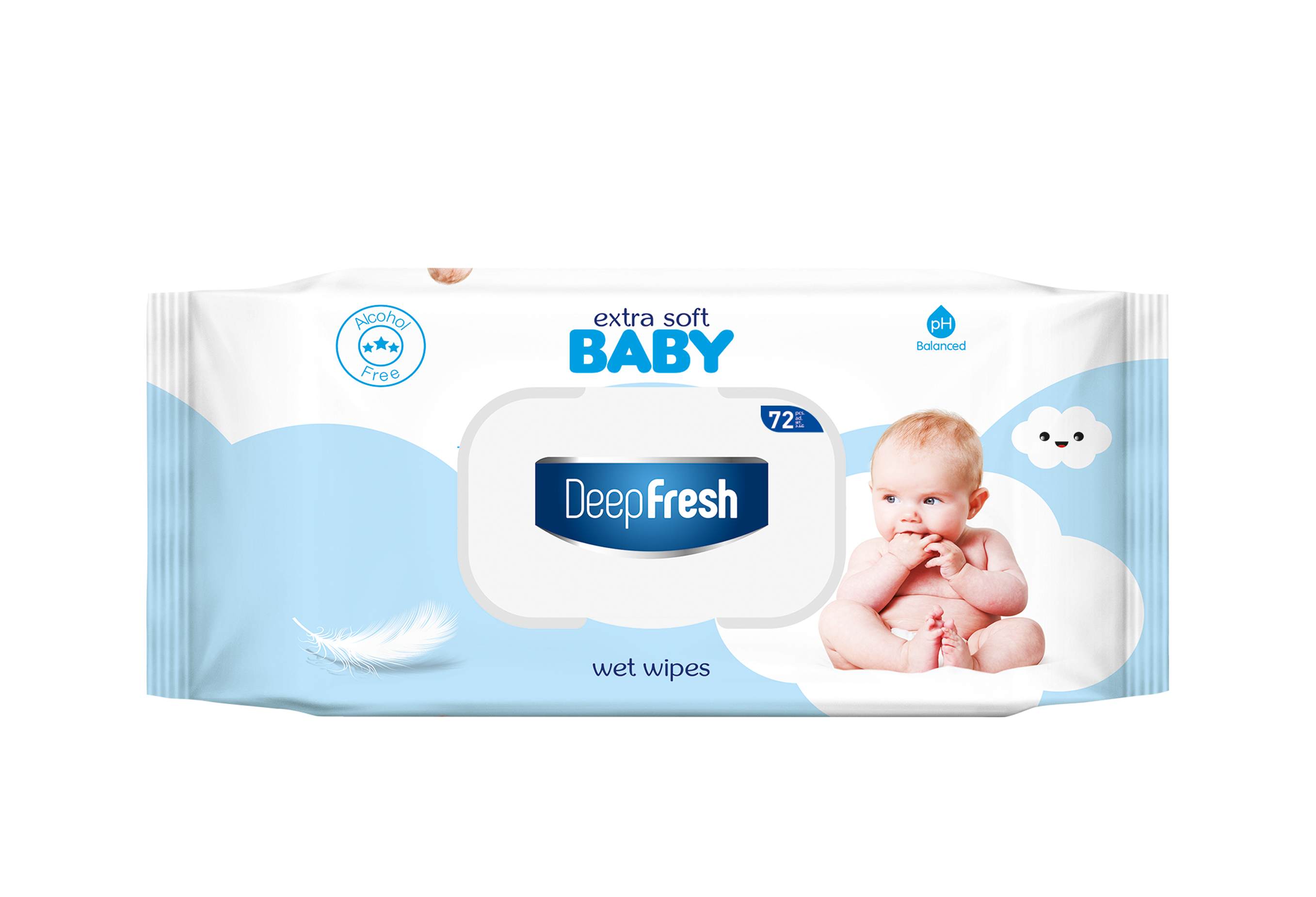 Deep Fresh Extra Soft Blue Baby Wipes — 24 x 72 pcs case, gentle baby wipes for sensitive skin, UK wholesale for retail and nurseries