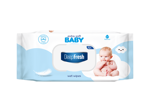 Deep Fresh Extra Soft Blue Baby Wipes — 24 x 72 pcs case, gentle baby wipes for sensitive skin, UK wholesale for retail and nurseries