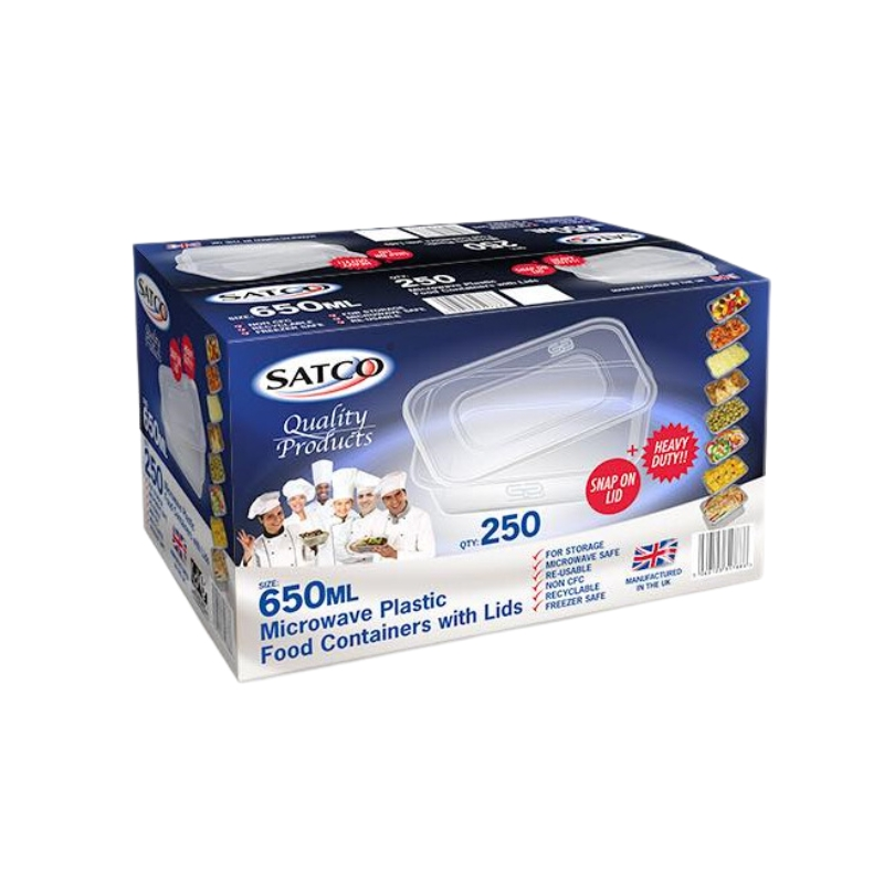 Food containers, case of 250 x 650ml bottles — wholesale bulk for UK businesses