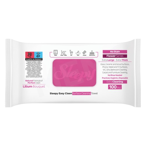 Sleepy Easy Clean Lilium multi surface cleaning wipes — 6 x 100 case, floral lily scent, UK wholesale