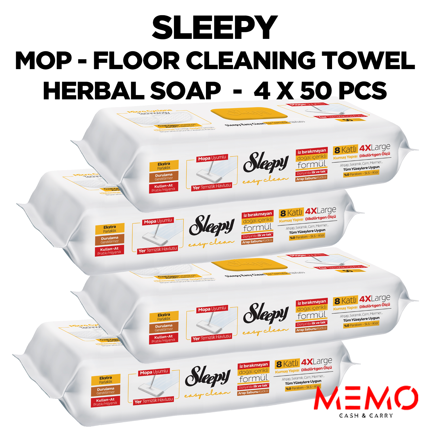 Mop, case of 4 packs (50 per pack) — wholesale bulk for UK businesses