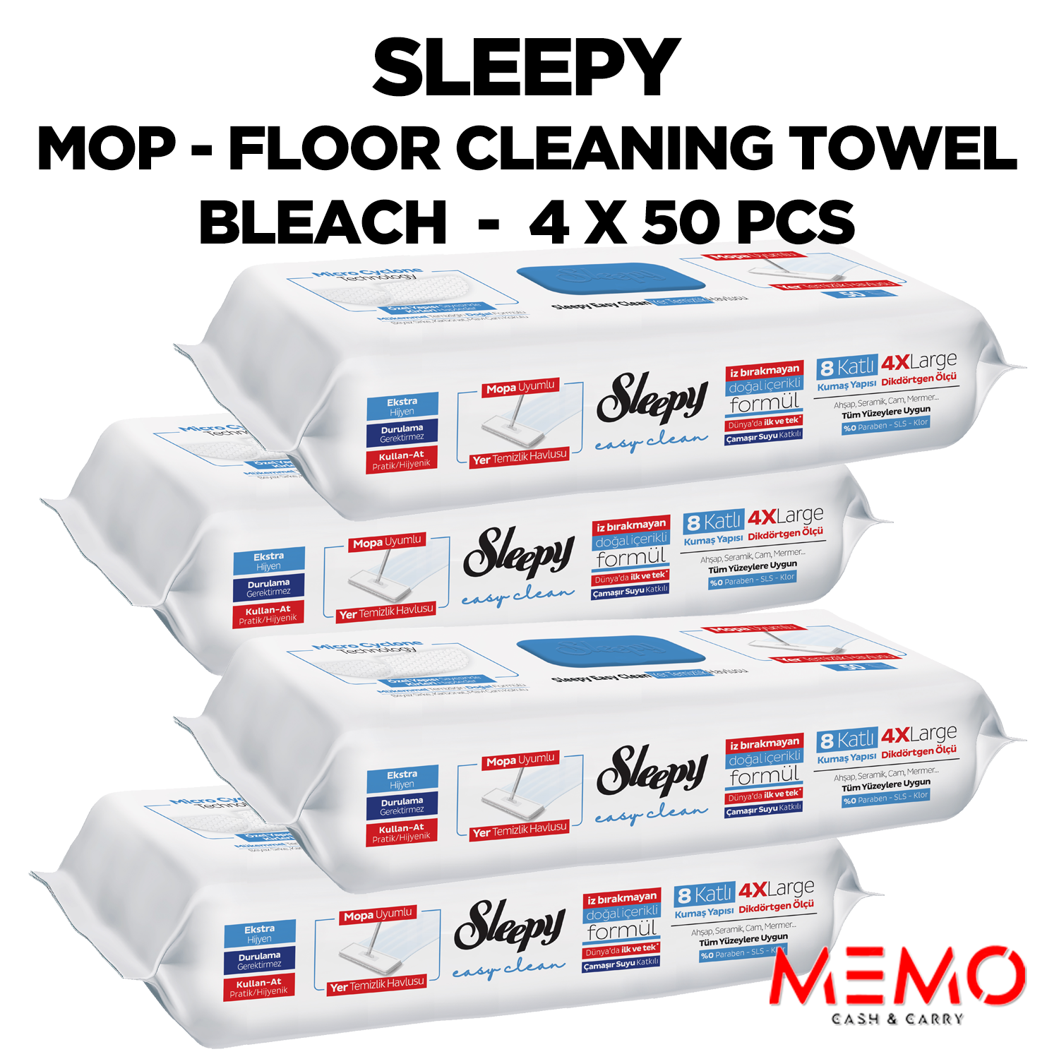 Mop, case of 4 packs (50 per pack) — wholesale bulk for UK businesses