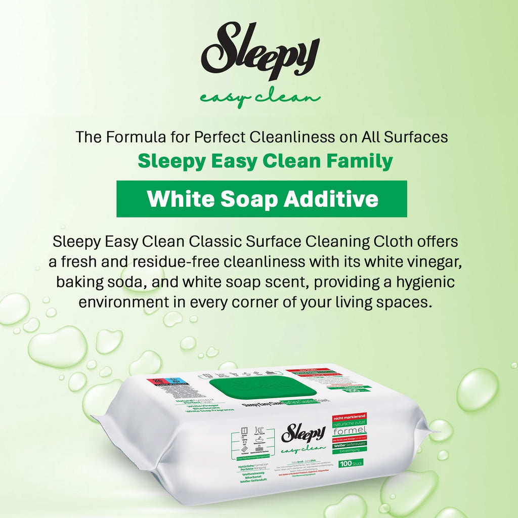 Sleepy White Soap Cleaning Wipes — case packaging detail, 6 x 100 pcs, UK wholesale
