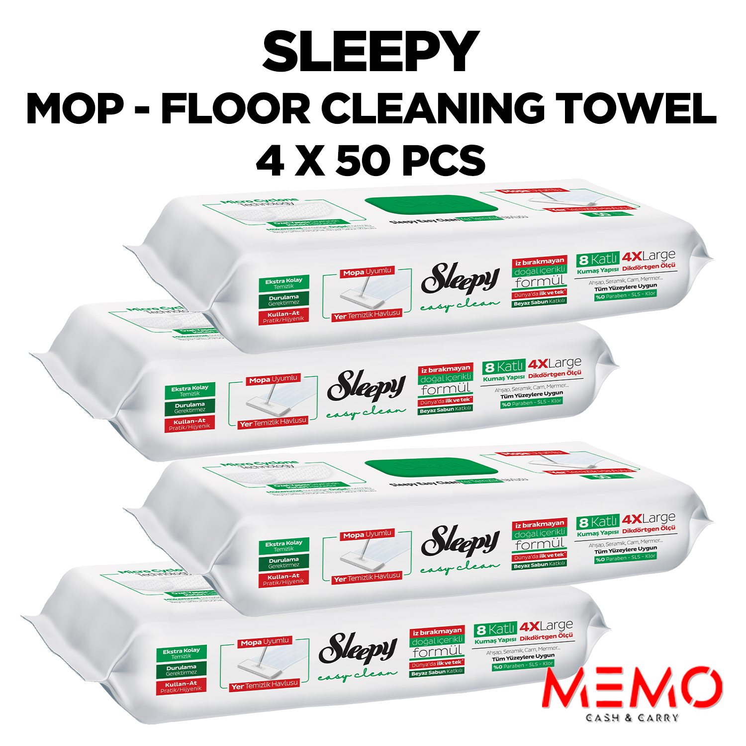 Mop, case of 4 packs (50 per pack) — wholesale bulk for UK businesses