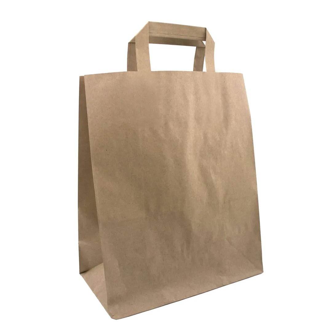 SOS X-Large Kraft Paper Bag — 150 pcs case, brown kraft self-opening bag for large takeaway orders, UK wholesale