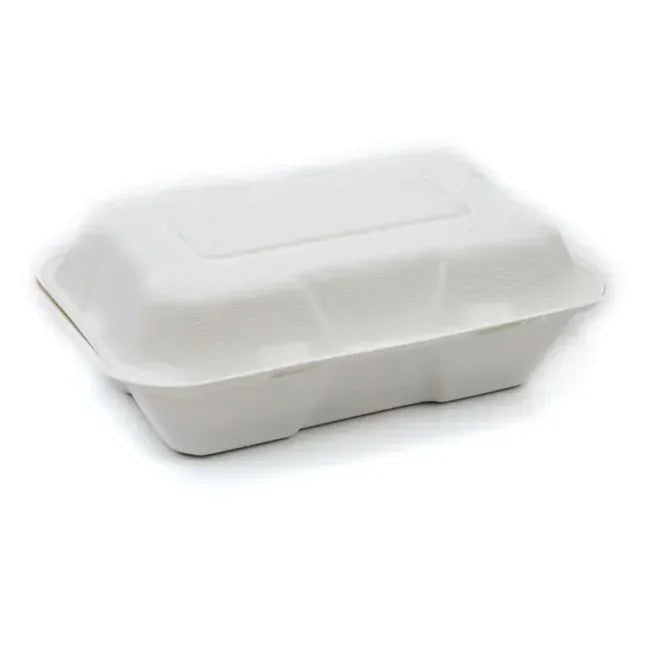 Bagasse Compostable 1250ml Lunch Box — 500 pcs case, large eco-friendly sugarcane container, microwave-safe, UK wholesale