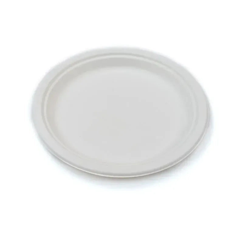 Bagasse Compostable 9-inch Plate — 500 pcs case, eco-friendly sugarcane plate for catering and takeaways, UK wholesale