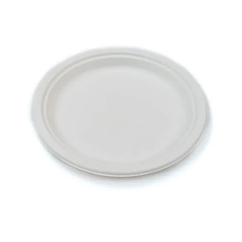 Bagasse Compostable 9-inch Plate — 500 pcs case, eco-friendly sugarcane plate for catering and takeaways, UK wholesale