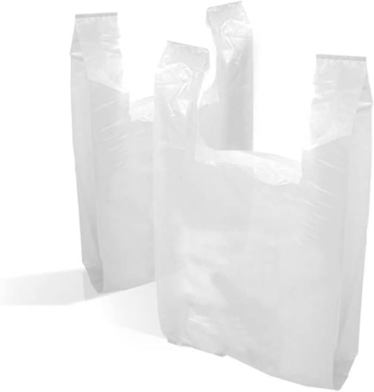 White Plastic Bottle Carrier Bags 8x13x18 — 1000 unit case, vest carrier for off-licence and convenience retail, UK wholesale